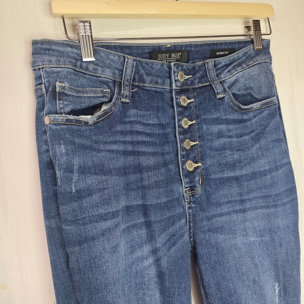 Judy Blue JB88477 Skinny Jeans Women 9/29 Dark Wash Cotton Blend Distressed Edgy - Picture 4 of 7